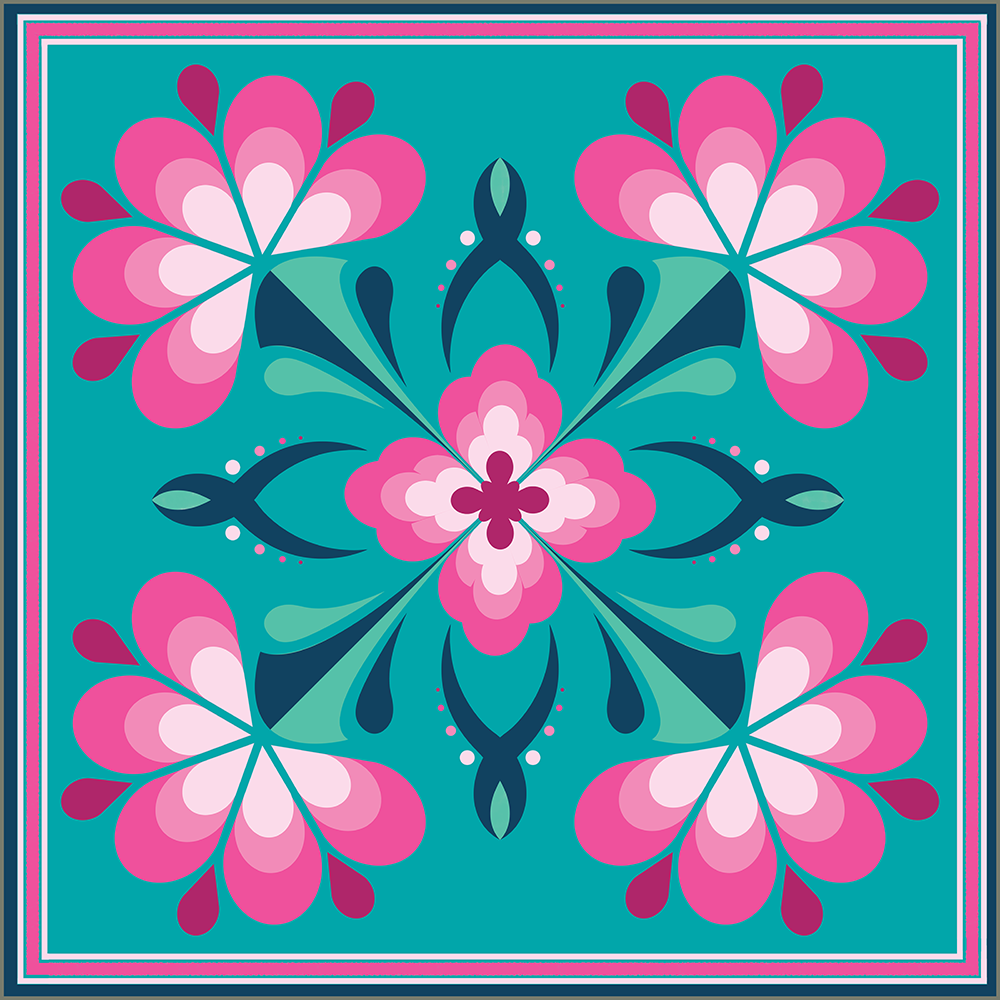 Geometric Florals- Turquoise