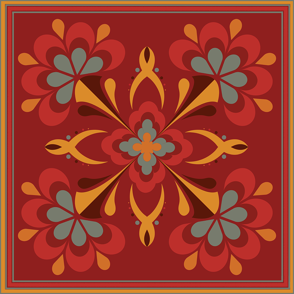 Geometric Florals- Burgundy